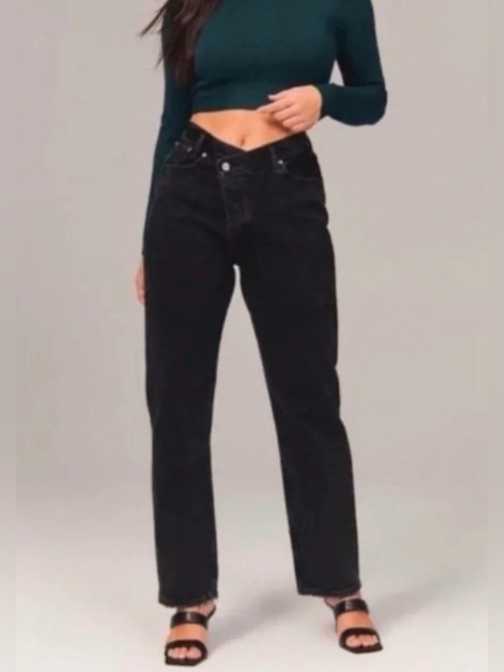 Abercrombie & Fitch Crossover curve love the dad high-rise black Jeans size 00